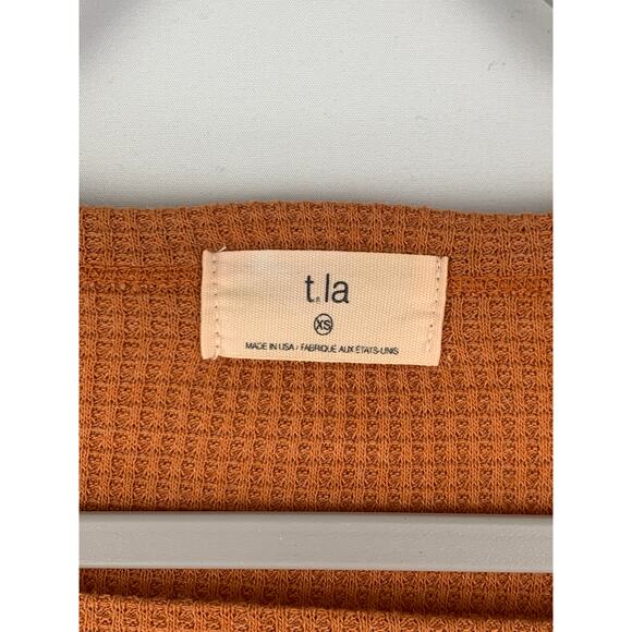 TLA Nadia Cut Out Waffle Knit Long Sleeve Shirt Womens Size XS Terracotta - Picture 6 of 7